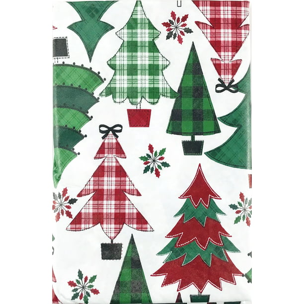 CHRISTMAS PLAID VINYL TABLECLOTH~Flannel Back~ALL SIZES~NEW 